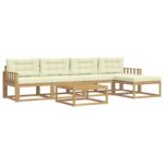 vidaXL Záhradná súprava gaučov 6 pcs Biela a krémová 79 x 79 x 37 cm – Obrázok 2