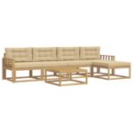 vidaXL Záhradná súprava gaučov 6 pcs Biela a béžová 79 x 79 x 37 cm – Obrázok 2