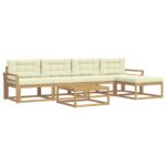 vidaXL Záhradná súprava gaučov 6 pcs Biela a krémová 79 x 79 x 37 cm – Obrázok 2