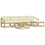 vidaXL Záhradná súprava gaučov 6 pcs Biela a krémová 79 x 79 x 37 cm – Obrázok 2
