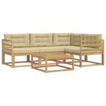 vidaXL Záhradná súprava gaučov 5 pcs Biela a béžová 79 x 79 x 37 cm – Obrázok 2