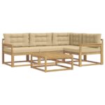 vidaXL Záhradná súprava gaučov 5 pcs Biela a béžová 79 x 79 x 37 cm – Obrázok 2