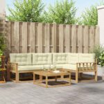 vidaXL Záhradná súprava gaučov 5 pcs Biela a krémová 79 x 79 x 37 cm