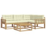 vidaXL Záhradná súprava gaučov 5 pcs Biela a krémová 79 x 79 x 37 cm – Obrázok 2