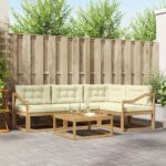 vidaXL Záhradná súprava gaučov 5 pcs Biela a krémová 79 x 79 x 37 cm