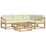 vidaXL Záhradná súprava gaučov 5 pcs Biela a krémová 79 x 79 x 37 cm – Obrázok 2