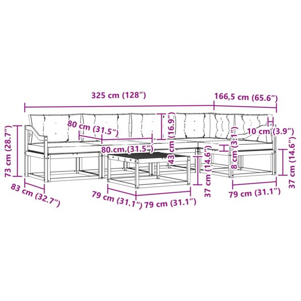 vidaXL Záhradná súprava gaučov 6 pcs Biela a béžová 79 x 79 x 37 cm – Obrázok 8