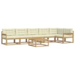 vidaXL Záhradná súprava gaučov 7 pcs Biela a krémová 79 x 79 x 37 cm – Obrázok 2