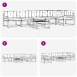 vidaXL Záhradná súprava gaučov 7 pcs Biela a béžová 79 x 79 x 37 cm – Obrázok 7