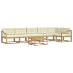 vidaXL Záhradná súprava gaučov 7 pcs Biela a krémová 79 x 79 x 37 cm – Obrázok 2