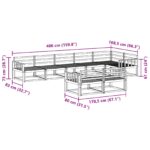 vidaXL Záhradná súprava gaučov 8 pcs Biela 406 x 168,5 x 73 cm – Obrázok 7