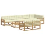 vidaXL Záhradná súprava gaučov 9 pcs Biela a krémová 79 x 79 x 37 cm – Obrázok 2