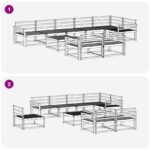 vidaXL Záhradná súprava gaučov 9 pcs Biela 79 x 79 x 37 cm – Obrázok 8