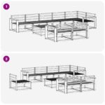 vidaXL Záhradná súprava gaučov 9 pcs Biela 79 x 79 x 37 cm – Obrázok 8
