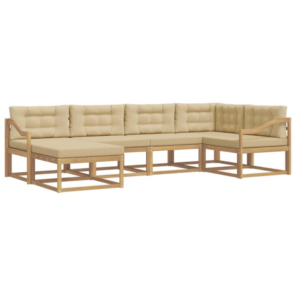 vidaXL Záhradná súprava gaučov 5 pcs Biela a béžová Polyester – Obrázok 2