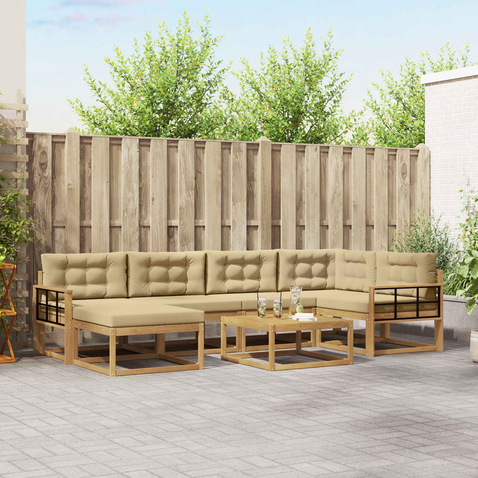 3386737_1.jpg vidaXL Záhradná súprava gaučov 7 pcs Biela a béžová – Obrázok 1