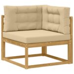 vidaXL Záhradná súprava gaučov 9 pcs Biela a béžová – Obrázok 5
