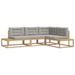 vidaXL Záhradná súprava gaučov Biela 277,5 x 198,5 x 73 cm Polyester – Obrázok 2