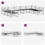 vidaXL Záhradná súprava gaučov 9 pcs Biela 404 x 245,5 x 73 cm – Obrázok 6