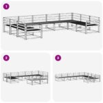 vidaXL Záhradná súprava gaučov 9 pcs Biela 404 x 247,5 x 73 cm – Obrázok 6