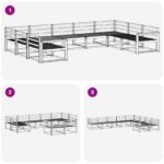 vidaXL Záhradná súprava gaučov 9 pcs Biela 404 x 251,5 x 73 cm – Obrázok 6