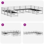 vidaXL Záhradná súprava gaučov 9 pcs Biela 404 x 245,5 x 73 cm – Obrázok 6