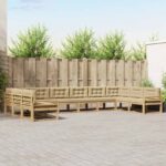 vidaXL Záhradná súprava gaučov s vankúšom 10 pcs Biela a béžová