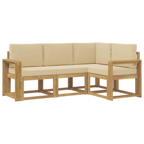 vidaXL Záhradná súprava gaučov 4 pcs Biela a béžová – Obrázok 2