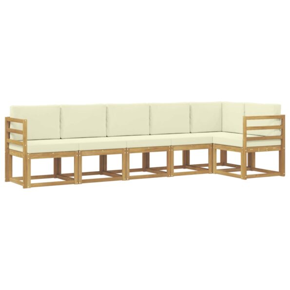 vidaXL Záhradná súprava gaučov 6 pcs Biela a krémová Polyester – Obrázok 2