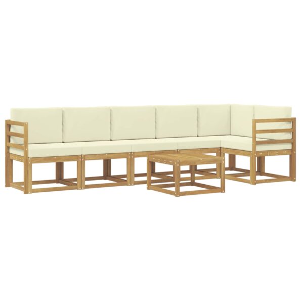 vidaXL Záhradná súprava gaučov 7 pcs Biela a krémová Polyester – Obrázok 2