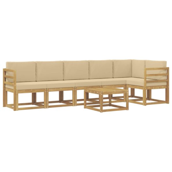 vidaXL Záhradná súprava gaučov 7 pcs Biela a béžová Polyester – Obrázok 2