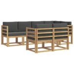 vidaXL Záhradná súprava gaučov 7 pcs Biela a antracitová Polyester – Obrázok 2