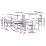 vidaXL Záhradná súprava gaučov s vankúšom 9 pcs Biela a svetlosivá – Obrázok 8
