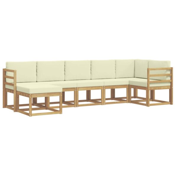 vidaXL Záhradná súprava gaučov 7 pcs Biela a krémová Polyester – Obrázok 2