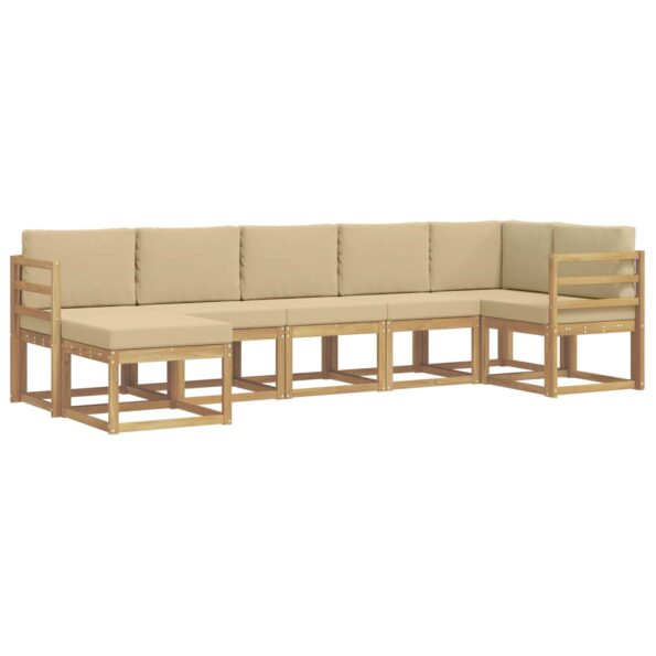 vidaXL Záhradná súprava gaučov 7 pcs Biela a béžová Polyester – Obrázok 2