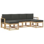 vidaXL Záhradná súprava gaučov 6 pcs Biela a antracitová Polyester – Obrázok 2