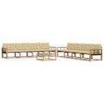 vidaXL Záhradná súprava gaučov 9 pcs Biela a béžová 79 x 79 x 37 cm – Obrázok 2