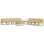 vidaXL Záhradná súprava gaučov 9 pcs Biela a béžová 79 x 79 x 37 cm – Obrázok 2