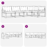 vidaXL Záhradná súprava gaučov s vankúšom 5 pcs Biela a béžová – Obrázok 8