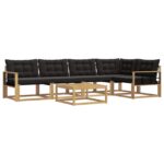 vidaXL Záhradná súprava gaučov 6 pcs Biela a čierna 79 x 79 x 37 cm – Obrázok 2