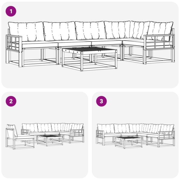 vidaXL Záhradná súprava gaučov 6 pcs Biela a čierna 79 x 79 x 37 cm – Obrázok 9