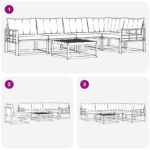 vidaXL Záhradná súprava gaučov 6 pcs Biela a béžová 79 x 79 x 37 cm – Obrázok 9