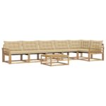 vidaXL Záhradná súprava gaučov 7 pcs Biela a béžová 79 x 79 x 37 cm – Obrázok 2