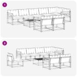 vidaXL Záhradná súprava gaučov 9 pcs Biela a krémová 79 x 79 x 37 cm – Obrázok 9