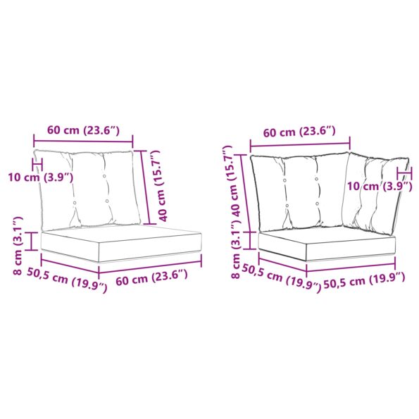 vidaXL Záhradná súprava gaučov s vankúšom 6 pcs Biela a svetlosivá – Obrázok 11