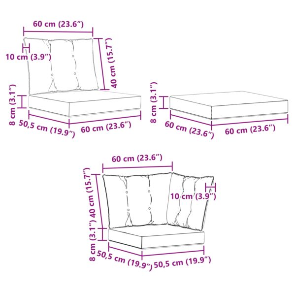 vidaXL Záhradná súprava gaučov s vankúšom 8 pcs Biela a svetlosivá – Obrázok 12