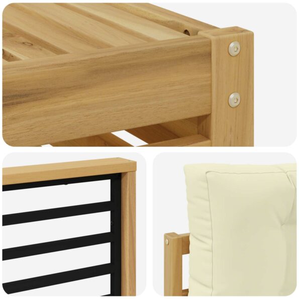 vidaXL Záhradná súprava gaučov 7 pcs Biela a krémová Polyester – Obrázok 5