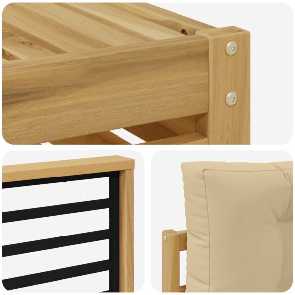 vidaXL Záhradná súprava gaučov 7 pcs Biela a béžová Polyester – Obrázok 6