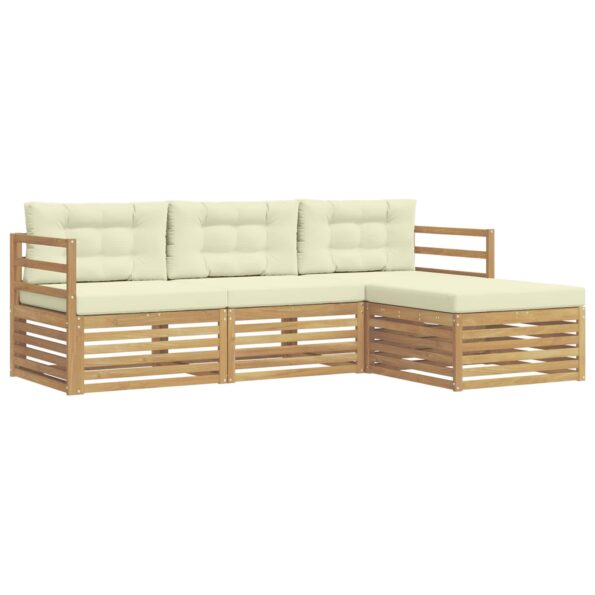vidaXL Záhradná súprava gaučov 4 pcs Biela a krémová Polyester – Obrázok 2