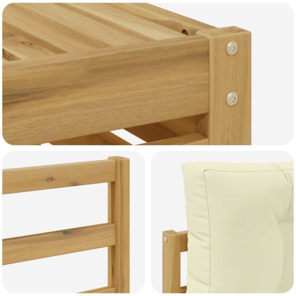 vidaXL Záhradná súprava gaučov 4 pcs Biela a krémová Polyester – Obrázok 5